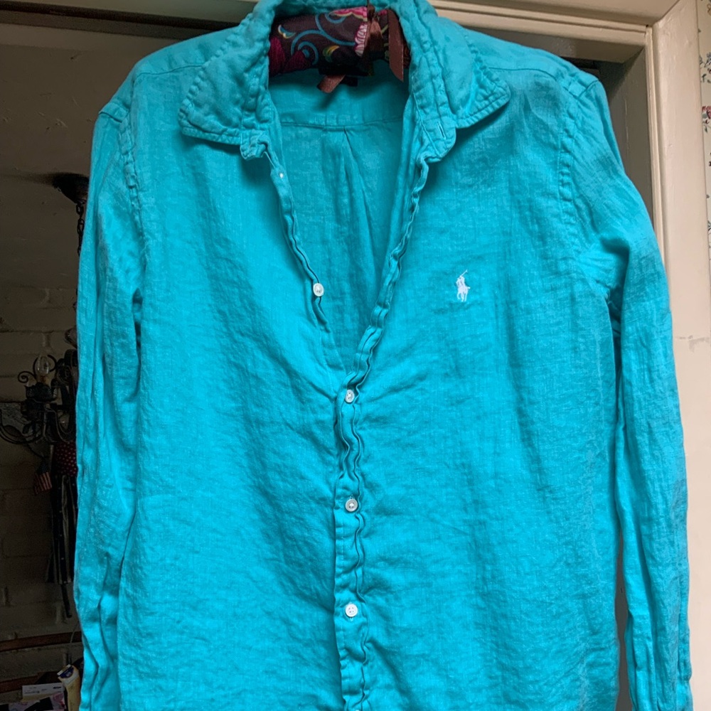 Polo by Ralph Lauren Women's Turquoise Button Down Shirt